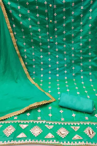 sea green cotton embroidered dress material