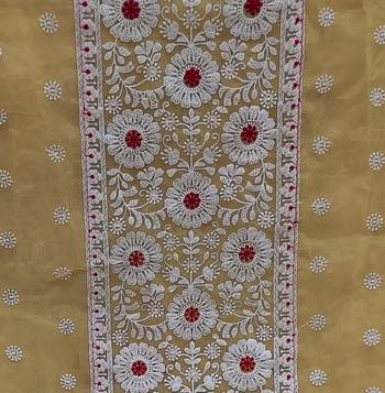 beige organza embroidered dress material 3