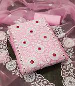 baby pink organza embroidered dress material