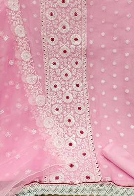 baby pink organza embroidered dress material 2