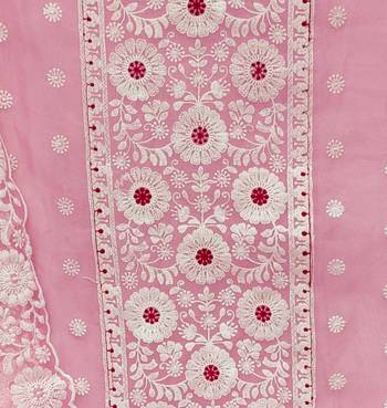 baby pink organza embroidered dress material 3
