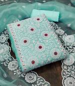 sky blue organza embroidered dress material