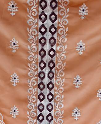 peach organza embroidered dress material 3
