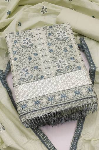 light green organza embroidered dress material