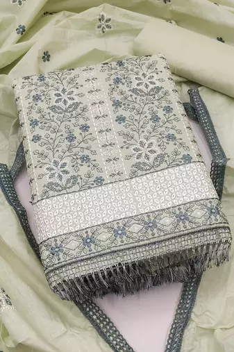 light green organza embroidered dress material