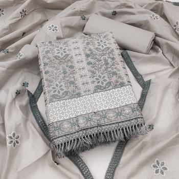 grey organza embroidered dress material 1