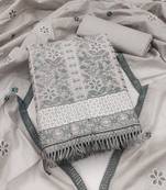 grey organza embroidered dress material