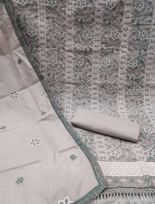 grey organza embroidered dress material 2