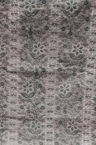 grey organza embroidered dress material