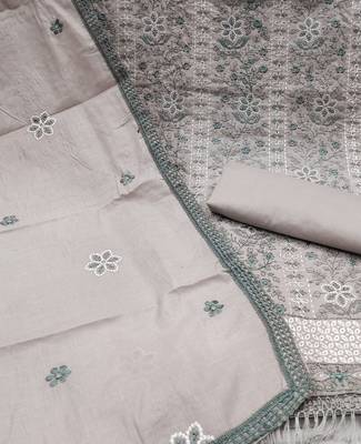 grey organza embroidered dress material 4