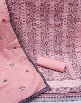 pink organza embroidered dress material 2