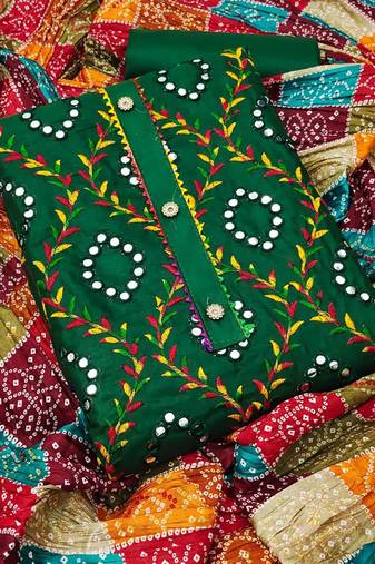 green organza embroidered dress material