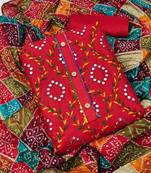 red organza embroidered dress material