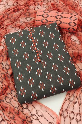 grey cotton printed dress material