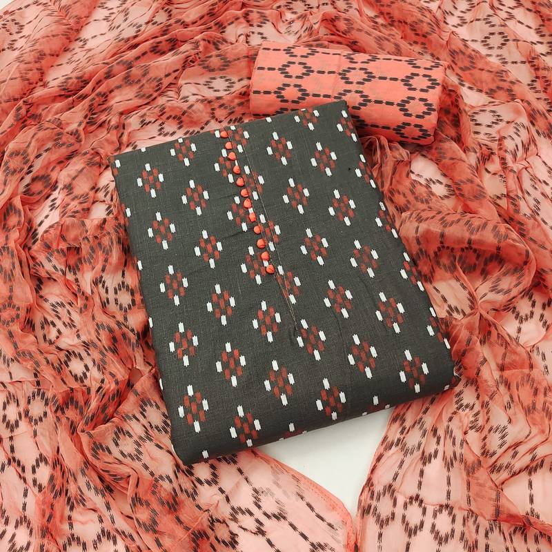 grey cotton printed dress material