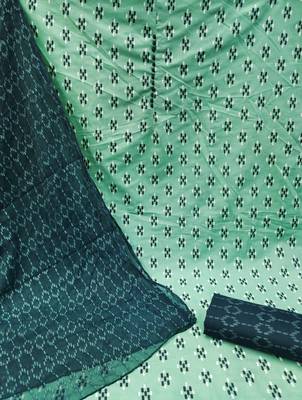 sea green cotton printed dress material 2