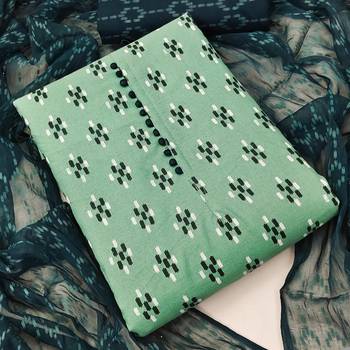 sea green cotton printed dress material 3