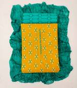 yellow cotton printed dress material