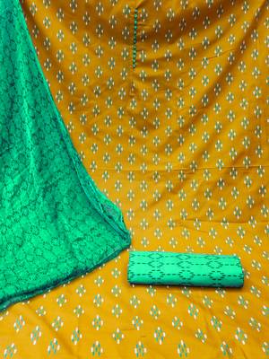 yellow cotton printed dress material 2