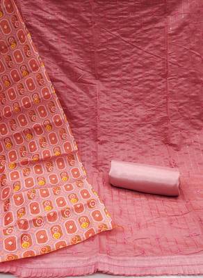 pink chanderi embroidered dress material 2