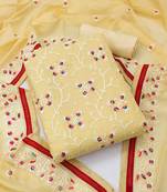 yellow cotton embroidered dress material