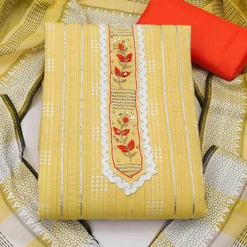 yellow cotton hand embroidery dress material 2