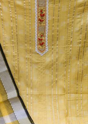 yellow cotton hand embroidery dress material 4