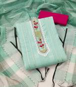 sky blue cotton hand embroidery dress material