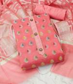 peach jacquard woven dress material