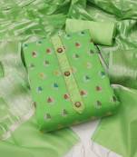 green jacquard woven dress material