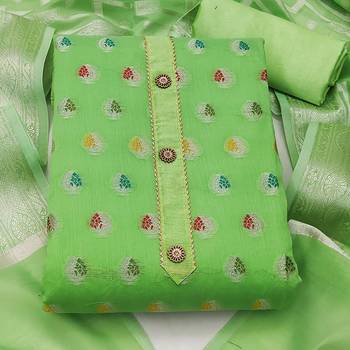green jacquard woven dress material 2