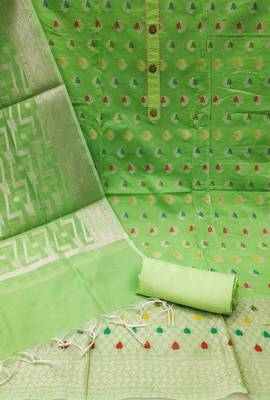 green jacquard woven dress material 3