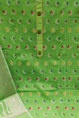 green jacquard woven dress material 4