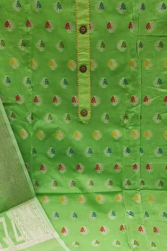 green jacquard woven dress material