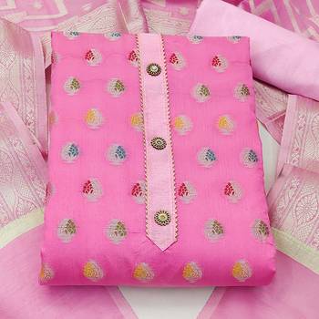 pink jacquard woven dress material 2