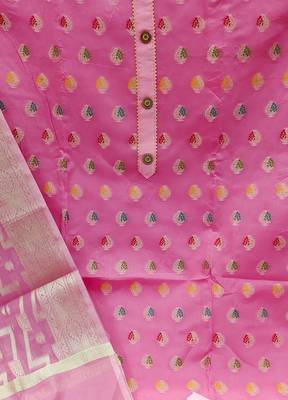 pink jacquard woven dress material 4