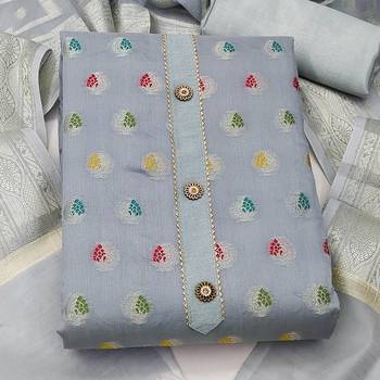 grey jacquard woven dress material 2