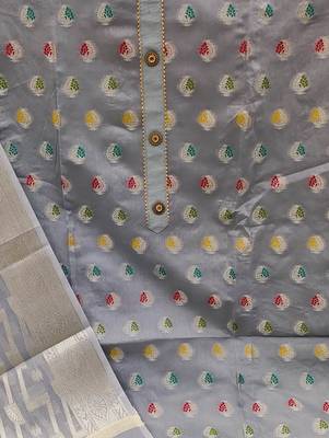 grey jacquard woven dress material 4