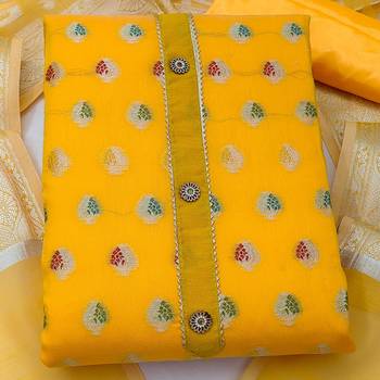 yellow jacquard woven dress material 2