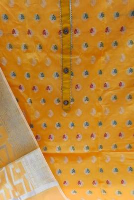 yellow jacquard woven dress material 4