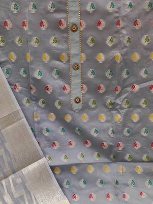 grey jacquard woven dress material 4