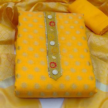 yellow jacquard woven dress material 2