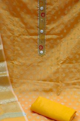 yellow jacquard woven dress material 4