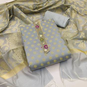 grey jacquard woven dress material 1