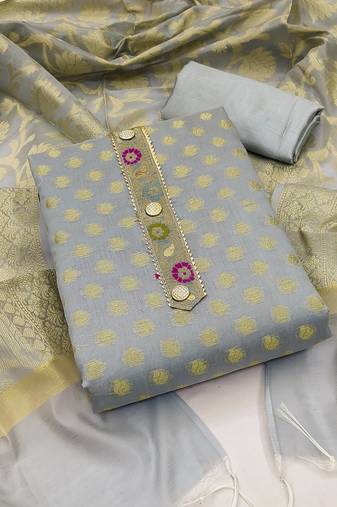 grey jacquard woven dress material