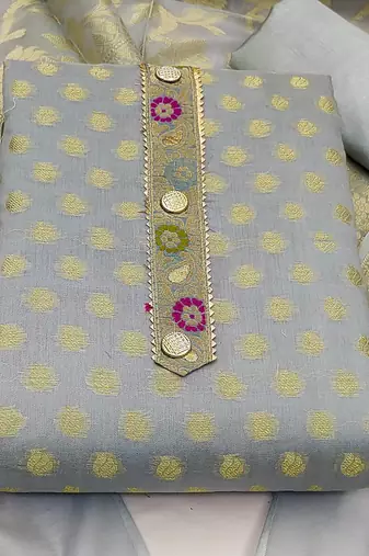 grey jacquard woven dress material