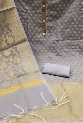 grey jacquard woven dress material 3