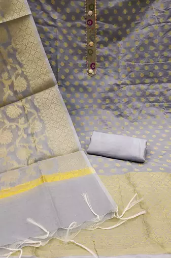 grey jacquard woven dress material