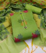 green jacquard woven dress material