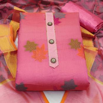 pink jacquard woven dress material 2